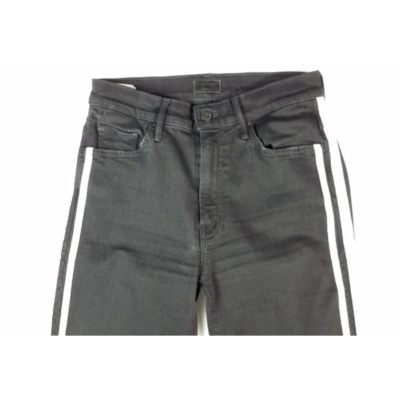 Mother Womens Jeans Insider Crop Step Fray White Vertical Stripes Black Size 27 - Picture 3 of 7